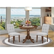 East West Furniture 3-Piece Dining Set in Antique Walnut/Light Gray