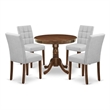 East West Furniture 5-Piece Modern Dining Table Set in Antique Walnut/Light Gray