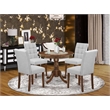 East West Furniture 5-Piece Modern Dining Table Set in Antique Walnut/Light Gray