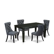 East West Furniture 5-Piece Dining Table Set in Black/Platinum Gray
