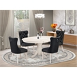 East West Furniture 5-Piece Dining Room Set in Linen White/Dark Gray