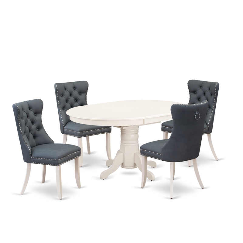 East West Furniture 5-Piece Dinette Set in Linen White/Platinum Gray
