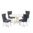 East West Furniture 5-Piece Dinette Set in Linen White/Platinum Gray