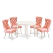 East West Furniture 5-Piece Dining Room Set in Linen White/Beige Red