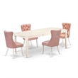 East West Furniture 5-Piece Dinette Set in Linen White/Beige Red