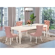 East West Furniture 5-Piece Dinette Set in Linen White/Beige Red