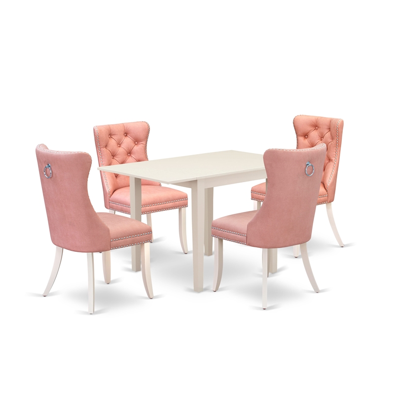East West Furniture 5-Piece Dinette Set in Linen White/Beige Red