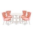 East West Furniture 5-Piece Dining Room Set in Linen White/Beige Red