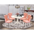 East West Furniture 5-Piece Dining Room Set in Linen White/Beige Red