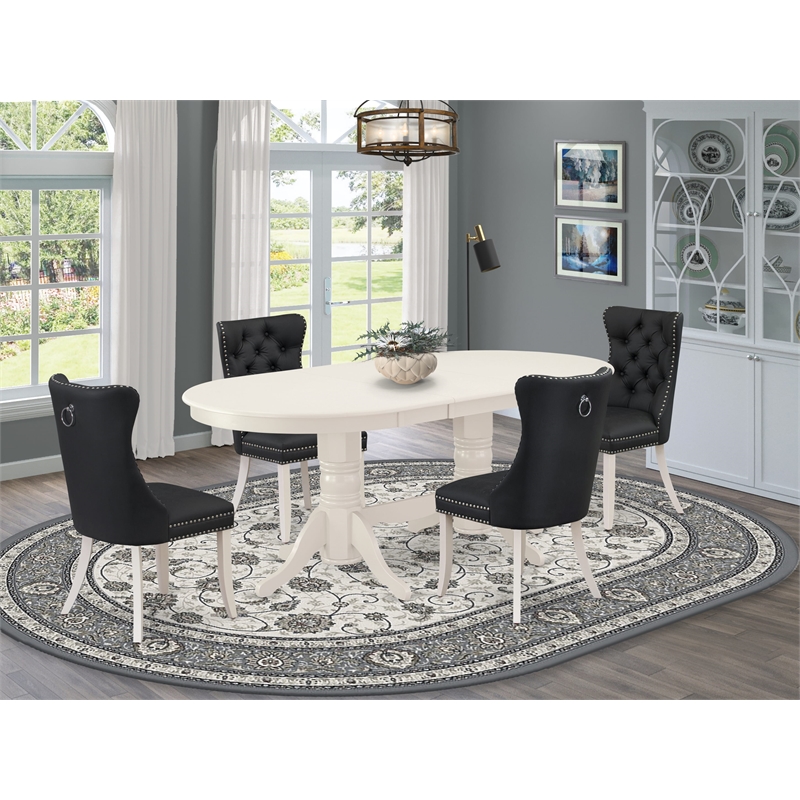 East West Furniture 5-Piece Kitchen Table Set in Linen White/Dark Gray