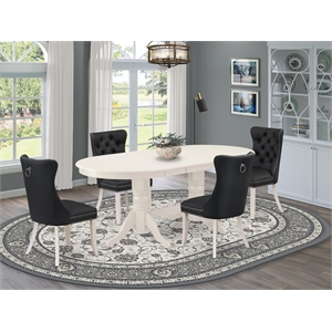 East West Furniture 5-Piece Kitchen Table Set in Linen White/Dark Gray