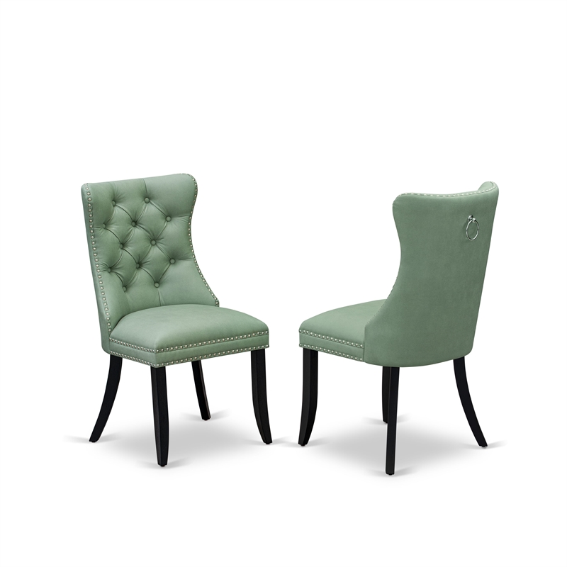 East West Furniture 5-Piece Dining Set in Black/Willow Green