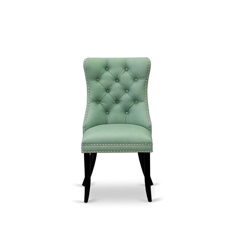 East West Furniture 5-Piece Dining Set in Black/Willow Green