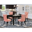 East West Furniture 5-Piece Dinette Set in Black/Beige Red