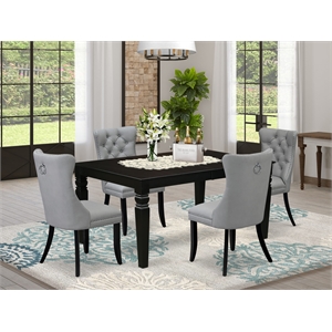 East West Furniture 5-Piece Dining Table Set in Black/Light Gray