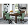 East West Furniture 5-Piece Dining Room Set in Willow Green/Distressed Jacobean