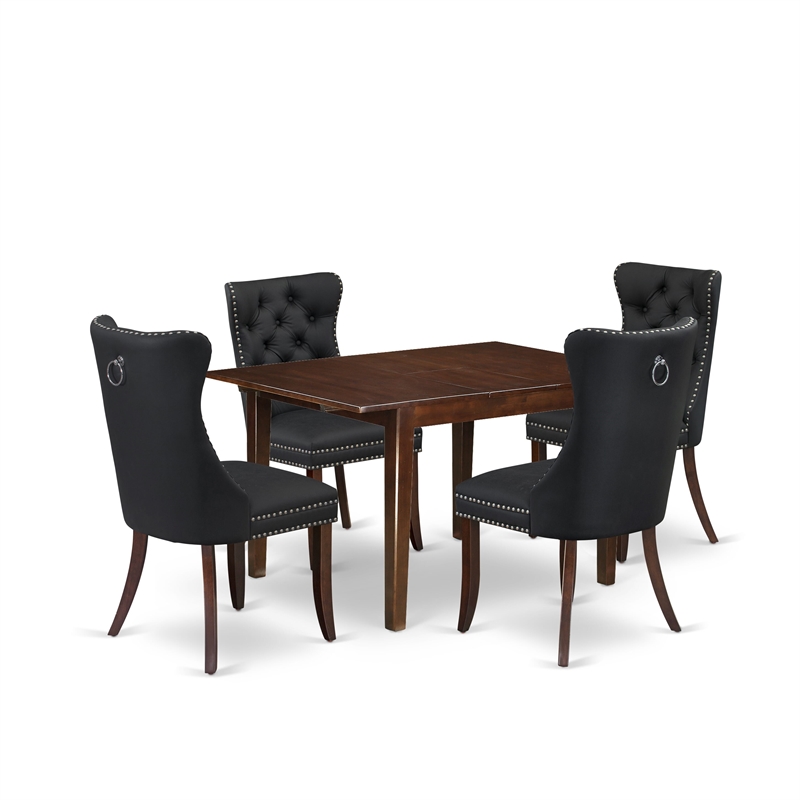 East West Furniture 5-Piece Dining Set in Mahogany/Dark Gray