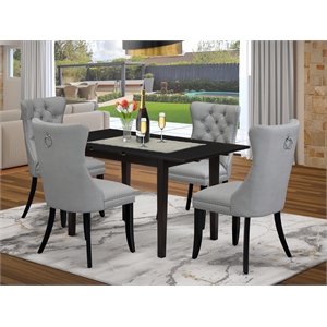 East West Furniture 5-Piece Kitchen Table Set in Black/Light Gray