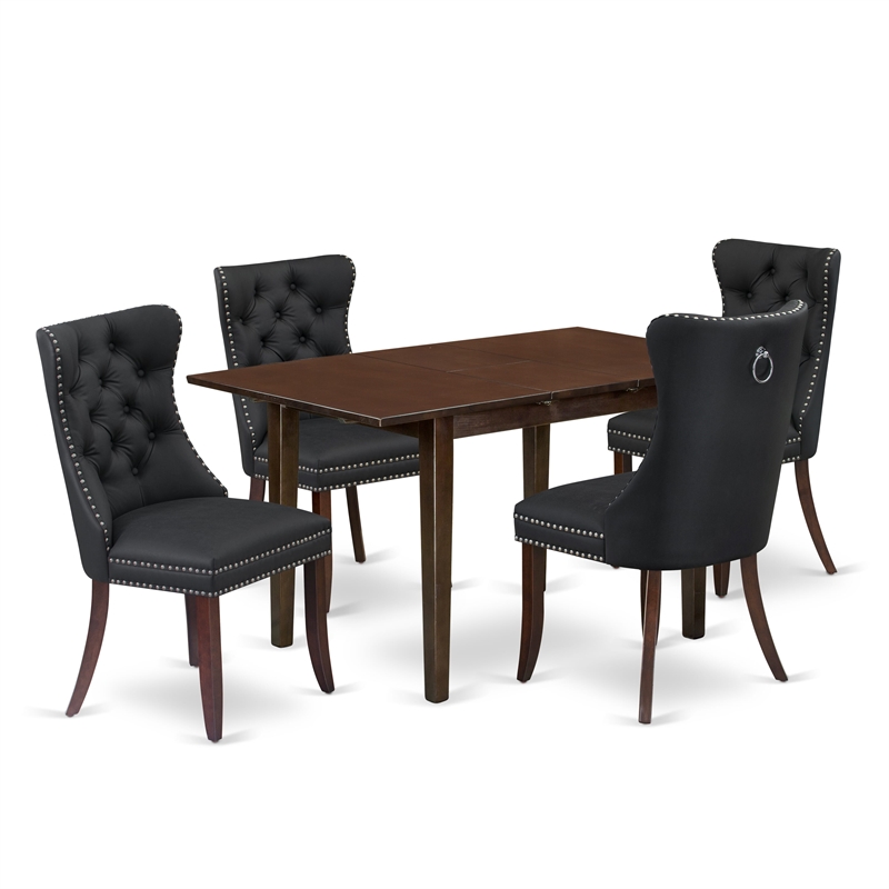 East West Furniture 5-Piece Dining Set in Mahogany/Dark Gray