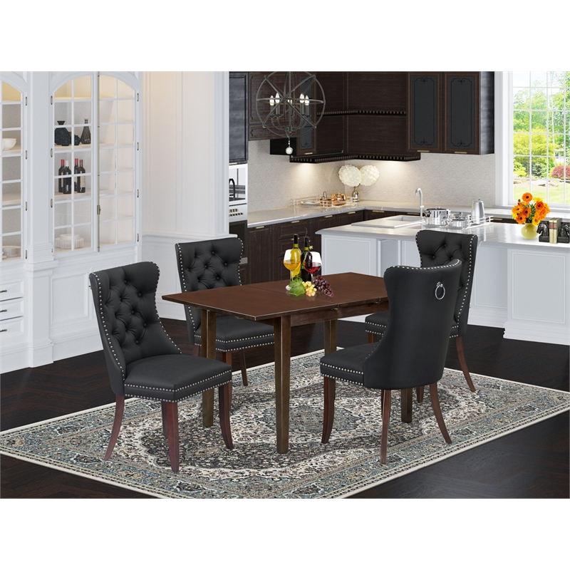 East West Furniture 5-Piece Dining Set in Mahogany/Dark Gray