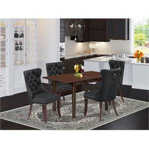 East West Furniture 5-Piece Dining Set in Mahogany/Dark Gray