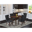 East West Furniture 5-Piece Dining Set in Mahogany/Dark Gray