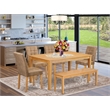 East West Furniture 6-Piece Dinette Set in Oak/Brown Textured