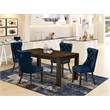 East West Furniture 5-Piece Modern Dining Set in Distressed Jacobean/Navy Blue