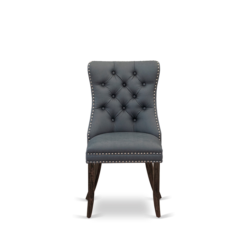 East West Furniture 9-Piece Dinette Set in Distressed Jacobean/Platinum Gray