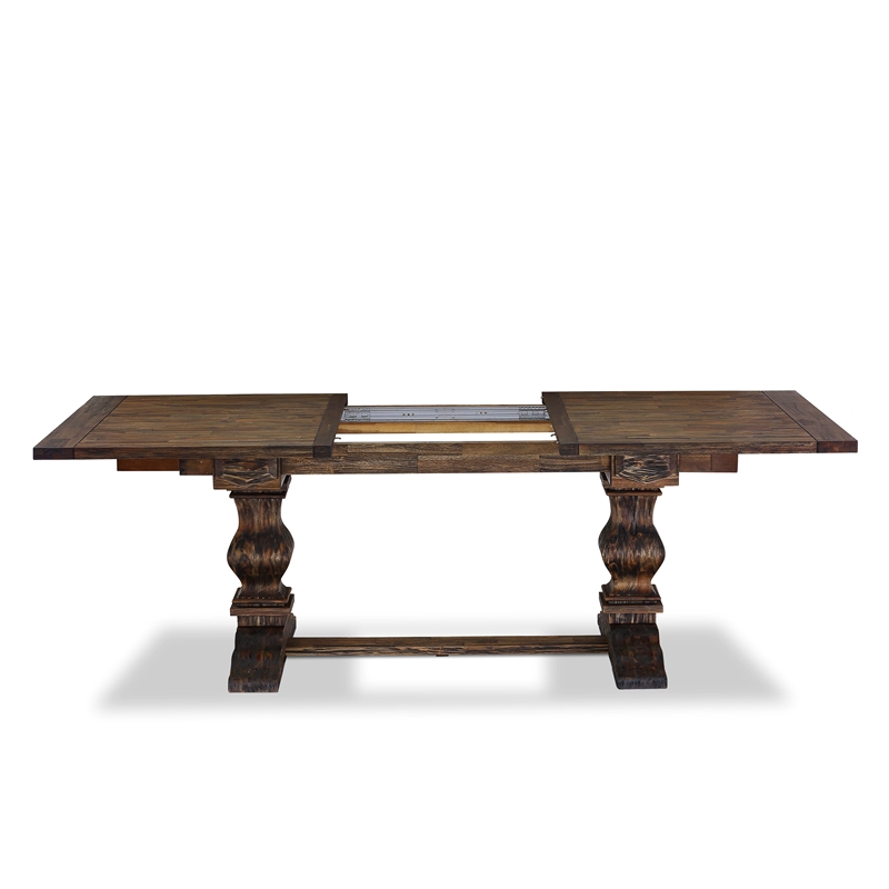 East West Furniture 9-Piece Dinette Set in Distressed Jacobean/Platinum Gray