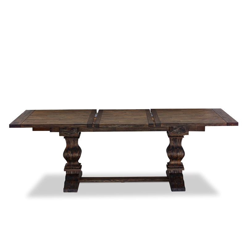 East West Furniture 9-Piece Dinette Set in Distressed Jacobean/Platinum Gray