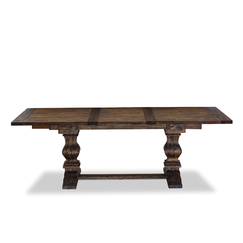 East West Furniture 9-Piece Dinette Set in Distressed Jacobean/Platinum Gray