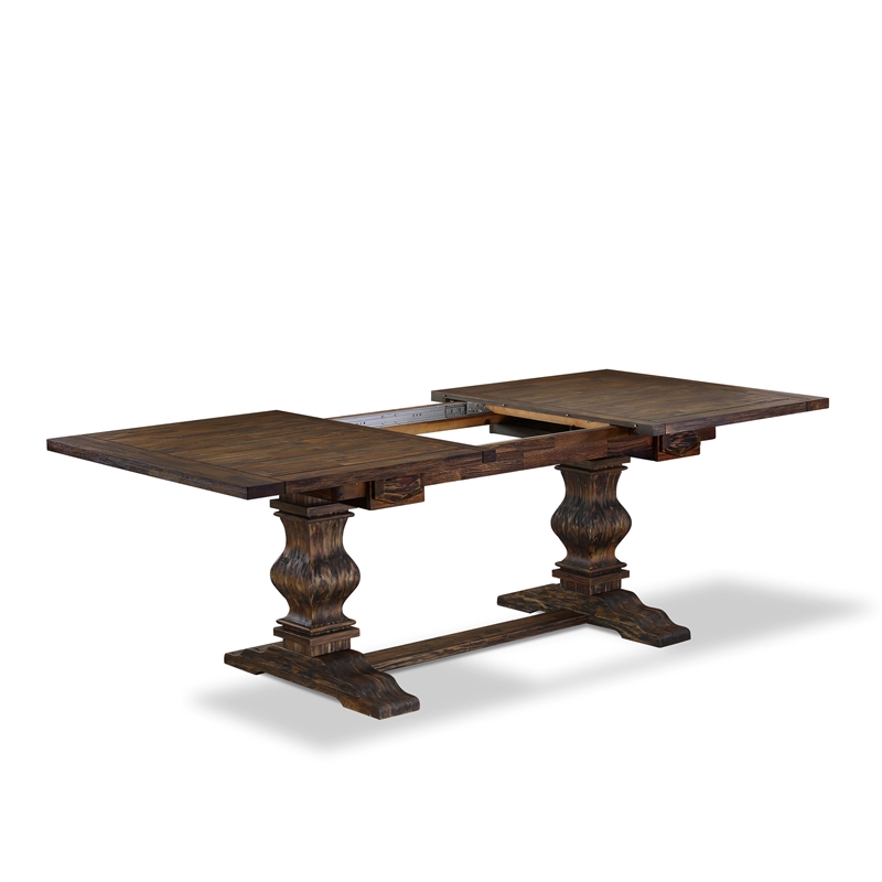 East West Furniture 9-Piece Dinette Set in Distressed Jacobean/Platinum Gray