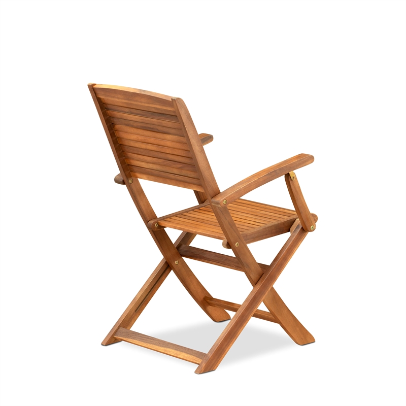 East West Furniture 5-Piece Patio Bistro Dining Set in Natural Oil