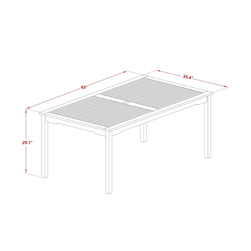 East West Furniture 7-Piece Outdoor Patio Dining Set in Natural Oil