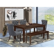 East West Furniture 6-Piece Dinette Set in Mahogany/Platinum Gray