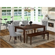 East West Furniture 6-Piece Dining Set in Mahogany/Light Gray