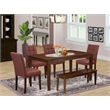 East West Furniture 6-Piece Dining Table Set  in Mahogany/Burgundy