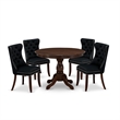 East West Furniture 5-Piece Dining Set in Antique Walnut/Black