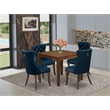 East West Furniture 5-Piece Modern Dining Table Set in Antique Walnut/Navy Blue