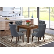 East West Furniture 5-Piece Dining Room Set in Antique Walnut/Platinum Gray