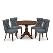 East West Furniture 5-Piece Dining Room Set in Antique Walnut/Platinum Gray
