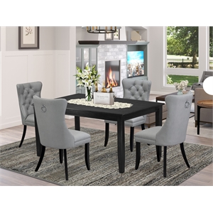 East West Furniture 5-Piece Kitchen Table Set in Black/Light Gray