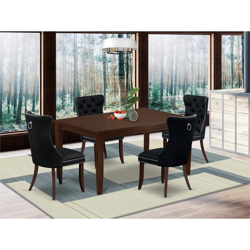 East West Furniture 5-Piece Kitchen Table Set in Mahogany/Black