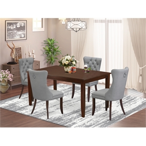 East West Furniture 5-Piece Dining Table Set  in Mahogany/Light Gray
