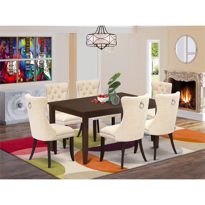 East West Furniture 5-Piece Dinette Set in Mahogany/Light Beige