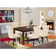 East West Furniture 5-Piece Dinette Set in Mahogany/Light Beige