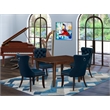 East West Furniture 5-Piece Kitchen Table Set in Mahogany/Navy Blue