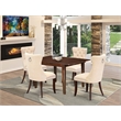 East West Furniture 5-Piece Kitchen Table Set in Mahogany/Light Beige