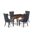 East West Furniture 5-Piece Kitchen Set in Mahogany/Platinum Gray